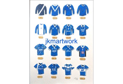 Birmingham City FC Retro Shirts Wall Art Print